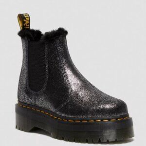 Dr. Martens 2976 Faux Fur-Lined Metallic Platform Chelsea Boots